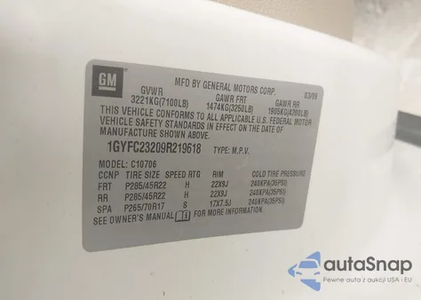 2009 Cadillac Escalade Standard from USA, damaged, VIN 1GYFC23209R219618